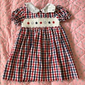 Charming Checkered Kids Dress with Star Details